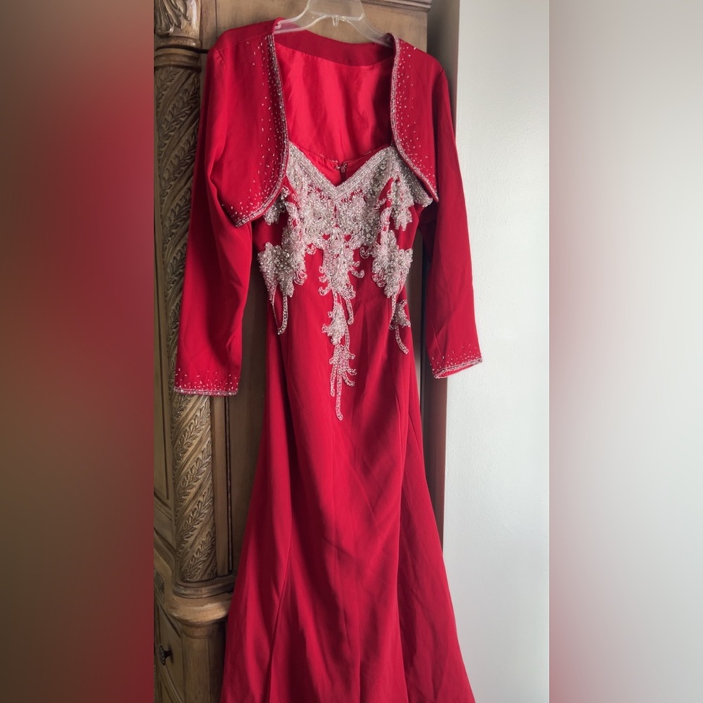 Elegant Red Embellished Dress